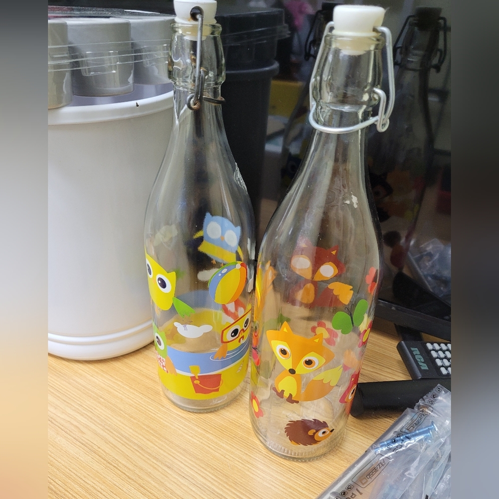 Cerve Glass Bottle - Italy - with original caps - 12.75'' tall